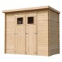Timbela Holz Gartenhaus M310 mit Doppeltür und Fenstern, unbehandelt.