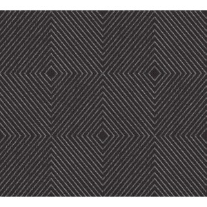 Vliestapete mit geometrischem Glanzmuster in Schwarz und Silber. Dekorative Tapete mit Struktur.