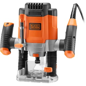 Black+Decker KW1200E Oberfräse: 1200W Fräse für Nut-, Kanten- und Profilfräsarbeiten mit Zubehör.