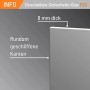 Nahaufnahme der 8 mm dicken Levidor Glastür aus ESG Sicherheitsglas mit rundum geschliffenen Kanten.