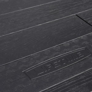 Detailaufnahme: Dunkelgraue Kunststoff-Bodenplatte des Lifetime Gerätehauses Texas.