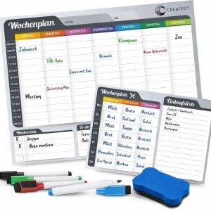 Magnetischer Wochenplaner 40x30 cm mit Stiften und Schwamm für Organisation und Planung.