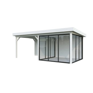 Palmako Pavillon Lenna Set 406, 588x300 cm, weiß lackiert, mit Schiebetüren. Weekendhaus für den Garten.