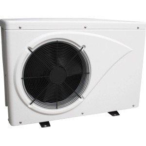 Summer Fun Wärmepumpe 4,5 kW für Pools bis 20 m³: Weiße Pool-Wärmepumpe mit schwarzem Lüftergitter.