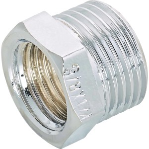 Verchromtes Gewinde-Reduzierstück aus Messing, 11,5 mm x 16,7 mm, für Sanitär- und Heizungsinstallation.