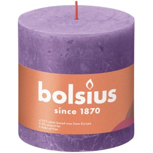 Bolsius Rustik-Kerze Shine, 100/100 mm, in Blühendes Veilchen. Stumpenkerze für gemütliche Stunden.