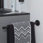 Schwarzer Tiger Teleskop-Handtuchhalter Boston aus Edelstahl mit Handtüchern.