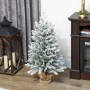 Künstlicher Weihnachtsbaum 90 cm hoch, verschneit, mit Jute-Fuß. Ideal für festliche Weihnachtsdekoration.