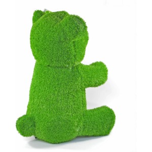 Grüne AniPlants Gartenfigur Bär, 80 cm, Frontalansicht. Dekorative Gartendeko in Bärenform.