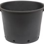 Schwarzer Floraworld Pflanzcontainer Comfort, 50 Liter, Ø 50 cm, mit Griffen und Entwässerungslöchern.