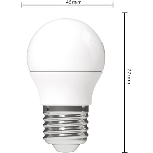 LED-Leuchtmittel E27 Globe G45, 4,9W, 470lm, 4,5x7,7cm, 3er-Set, warmweißes Licht.