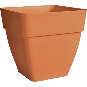 Quadratischer, terracottafarbener Elho Blumentopf Vibia Campana, 30x30x28 cm, ideal für Garten und Terrasse.