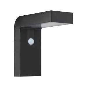 Schwarze Eglo LED Solar Wandleuchte Baracconi mit Bewegungssensor, 20x9 cm.