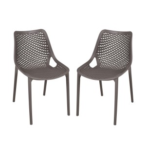 Garden Pleasure Stuhl-Set Teana, 2 anthrazitfarbene Gartenstühle mit modernem Design.
