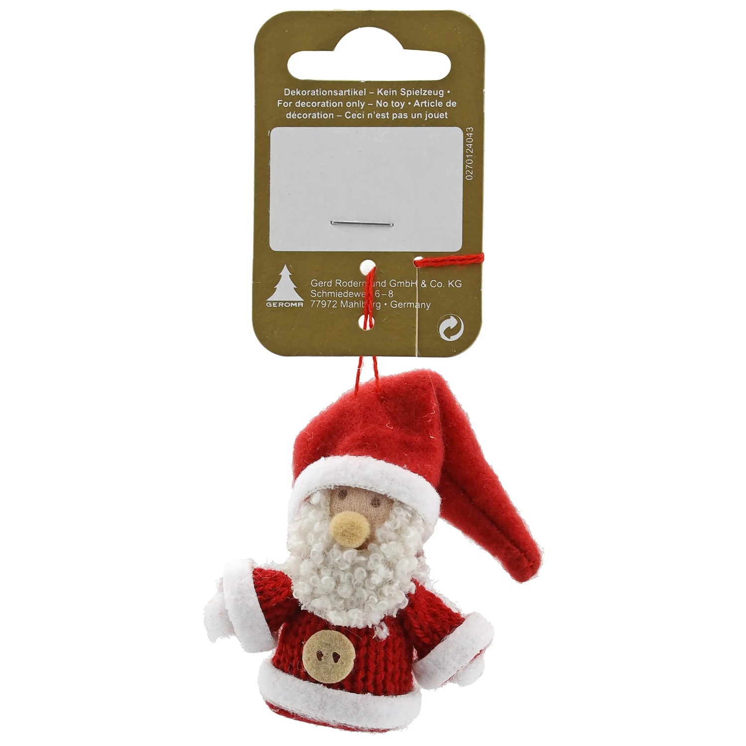 Weihnachts-Deko Nikolaus zum Hngen aus Kunststoff und Strick 5 cm Wei-Rot  kaufen bei OBI