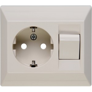 Kopp Schutzkontakt-Steckdose mit Schalter, cremeweiß. Steckdose für den Innenbereich.