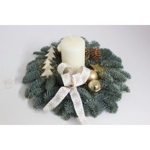 Adventsgesteck Nobilis mit 1 Kerze Ø 32 cm Creme