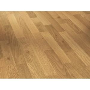 Nahaufnahme: Parador Basic 400 Laminat in Eiche Natur, wasserfest und mit Holzoptik.