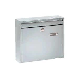 Burg-Wächter Briefkasten Potsdam 877, silberner Stahlbriefkasten für DIN C4, mit Schloss.