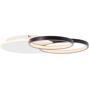 Moderne LED-Deckenleuchte Davinson, 55 cm, in Weiß und Schwarz mit runder und Ring-Form für Innenräume.