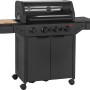 Schwarzer Jamestown 4-Brenner Gasgrill KNOX Master Class mit Abdeckhaube und Seitentischen.