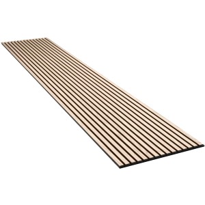 Akustikpaneel Esche, MDF schwarz, mit schwarzen Filzstreifen, 60x240 cm, zur Wand- und Deckenverkleidung.