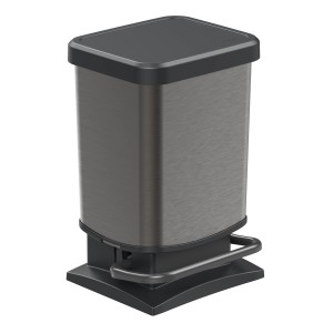 Rotho Treteimer Paso, 20 l, Graphit: Mülleimer mit Metalleffekt und Pedal.