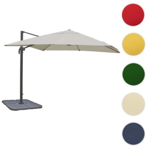 MCW Ampelschirm A96, 3,5x3,5m, creme-grau, mit Ständer. Sonnenschutz für Garten und Terrasse.