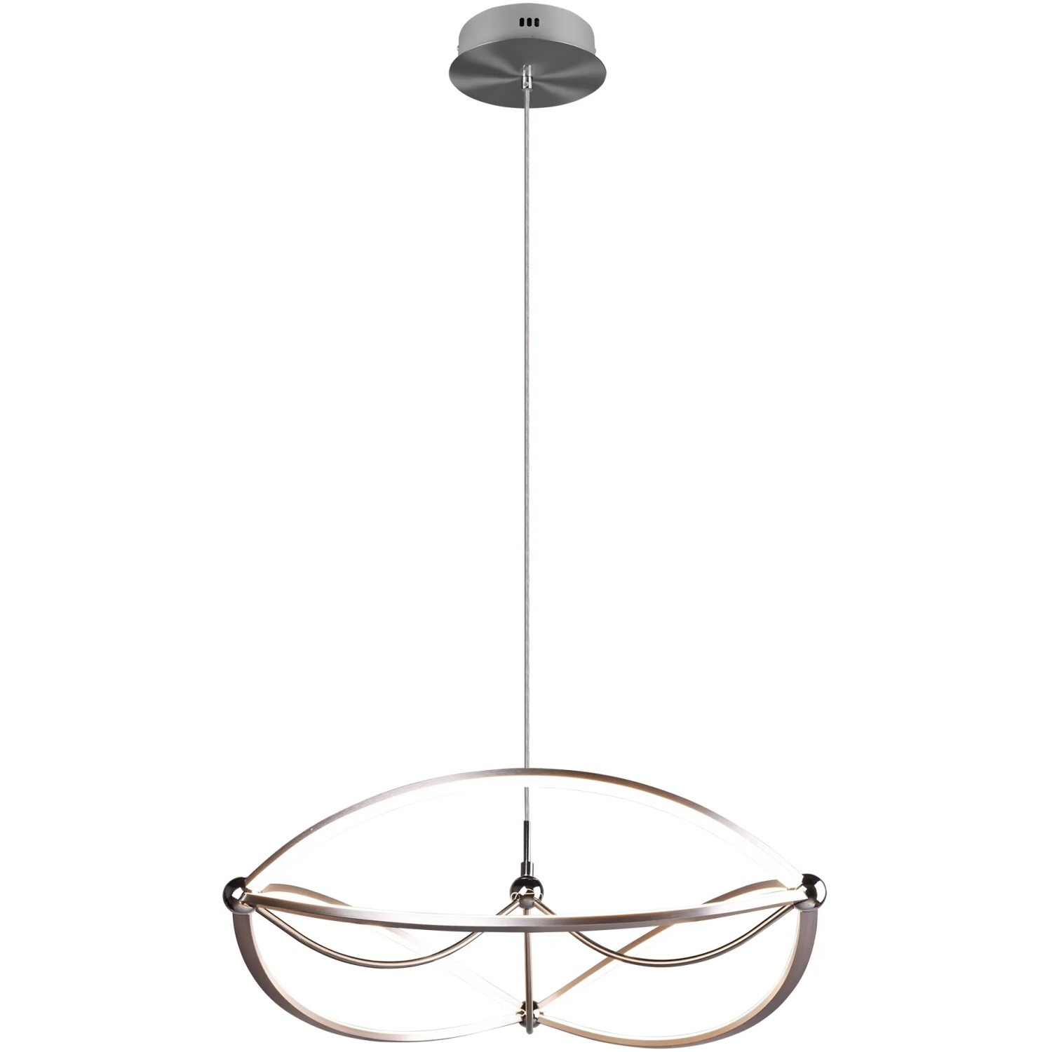 Moderne Trio LED Pendelleuchte Charivari in Nickel matt, 62x62x150cm. Elegante Hängelampe für Esszimmer.