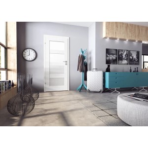 Weiße Classen Zimmertür Kofano 1.13 mit Glaseinsätzen in modernem Wohnraum.