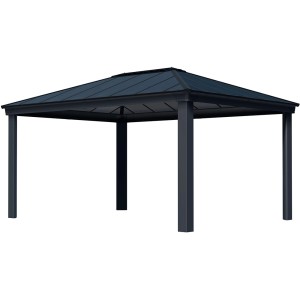 Palram Canopia Dallas 4.3 x 4.9 Gartenpavillon in Anthrazit. Robuster Pavillon für den Garten.