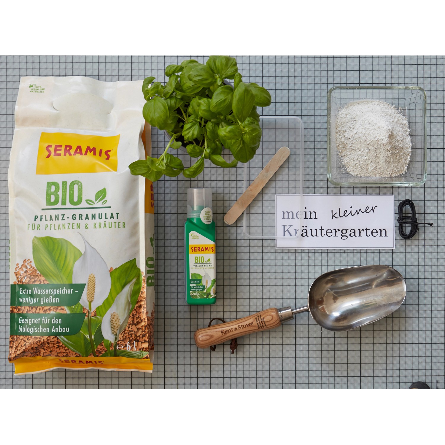 Seramis Bio-Set: Vitalnahrung, Pflanzgranulat und Zubehör für Pflanzen und Kräuter.