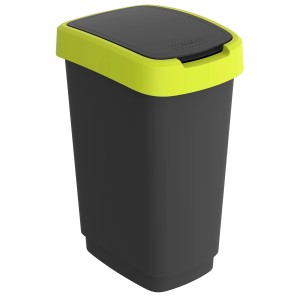 Rotho Swingeimer Twist, 25 l, limegrün, Mülleimer mit Schwingdeckel und Klappdeckel.