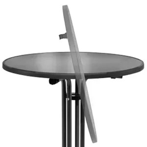 Schwarzer Beautissu Bellini Stehtisch (Ø80xH110cm) mit klappbarer Tischplatte.