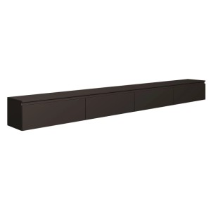 Schwarzes Selsey TV-Hängeboard Bemmi, 300 cm, mit vier Klappen. Mattes, minimalistisches Design für TV-Schränke.