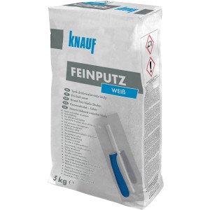 Sack Knauf Feinputz Weiß, 5 kg, zum Glätten und Reiben im Innen- und Außenbereich.