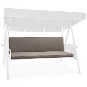 Taupe Hollywoodschaukelauflage 2er Set, 180x50cm, als Sitz- und Rückenpolster auf weißer Schaukel.