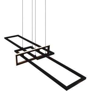 Moderne Trio LED-Pendelleuchte Salinas, 34W, schwarz matt, mit rechteckigen Elementen.