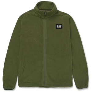 Olivgrüne Cat Fleecejacke Größe M für Arbeitskleidung.