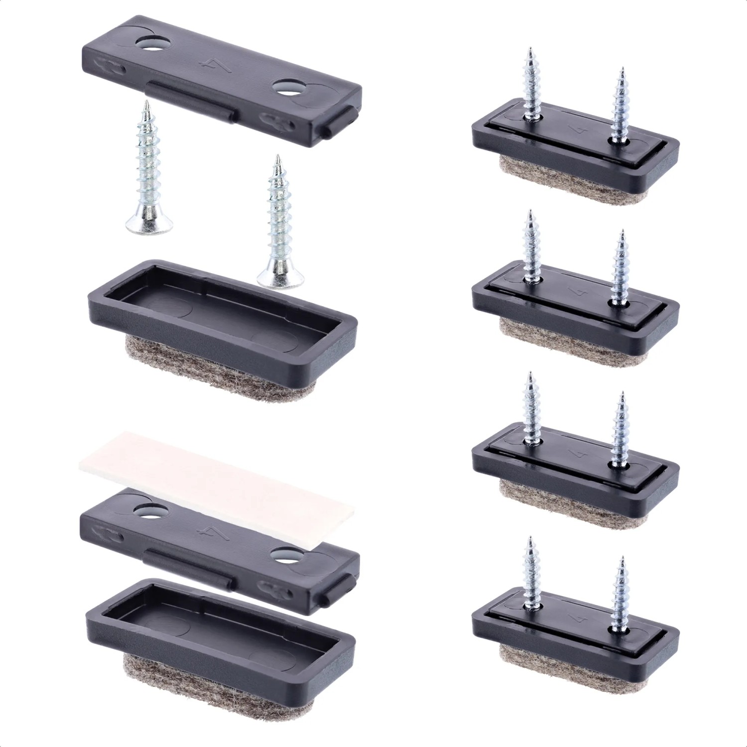 WAGNER QuickClick® Viltglijders Meubelglijders I Set van 4 om vast te schroeven I 4x voet schroef glijderinzetstuk verwisselbaar - wolvilt ULTRASOFT SLIM - 25 mm - Made in Germany - 15780400