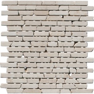 Mosaikmatte Stäbchen Sunny Beige, 30,5x30,5 cm, Naturstein-Optik für Innenräume.