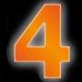 Reflektierende, orange Klebezahl 4 von Conacord, 8 cm hoch, für Hausnummern.