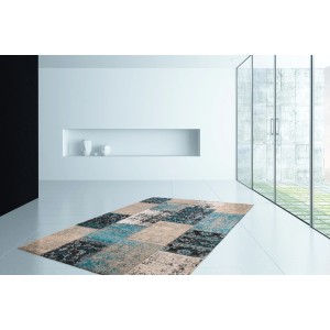 Blauer Vintage Teppich Vecchia, 80x150 cm, mit Patchwork-Design für Wohnräume.