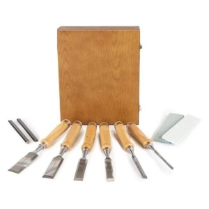 bestTools Stechbeitel Set, 6-teilig mit Schleifsteinen und Holzkiste.