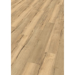 Egger Hybridboden Aquadura Halifax Eiche Natur, Vinylboden in Holzoptik mit Ästen und Rissen.