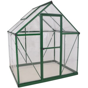 Palram Canopia Hybrid Gewächshaus, 1.3x1.9 m, grüne Rahmen, klare Wände. Ideal für Garten.