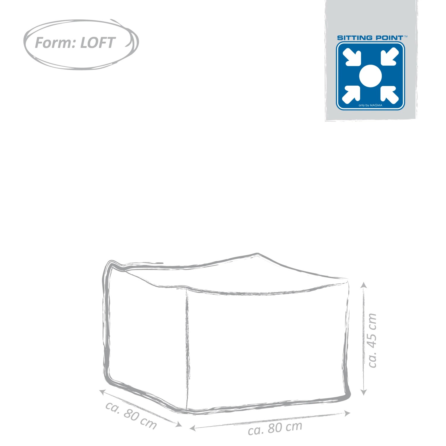 Skizze: Brauner Sitting Point Hocker Outside, 150 l. Sitzsack für Indoor & Outdoor.