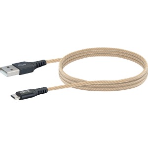 Hanfbraunes Micro USB Sync & Ladekabel (1,2m) für Handy-Zubehör.