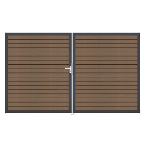 GroJa Tor 2-flg. Solid Rhombus Teak Co-E Rahmen 306 cm x 180 cm DIN Links