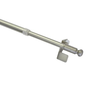 Gardinia Klemmstange Press&Go Edelstahloptik, ausziehbar 50-80cm, mit Kugel-Enden.